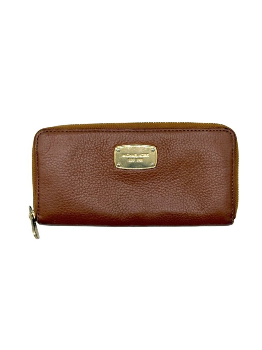 Michael Kors Jet Set Continental Wallet in Brown Pebbled Leather w/ Gold Hardwar